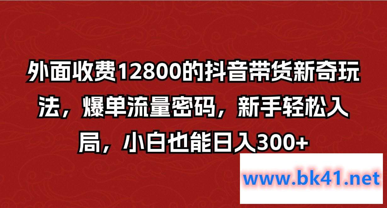 外面收费12800的抖音带货新奇玩法，爆单流量密码，新手轻松入局，小白也能日入300+-不可思议资源网