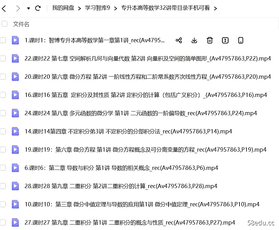 15.专升本高等数学  32讲 带目录 手机可看-不可思议资源网