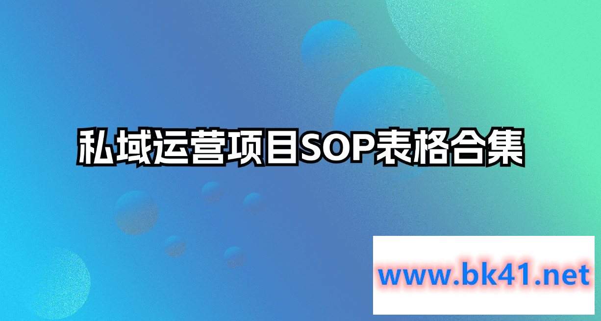 私域运营项目SOP表格合集-不可思议资源网