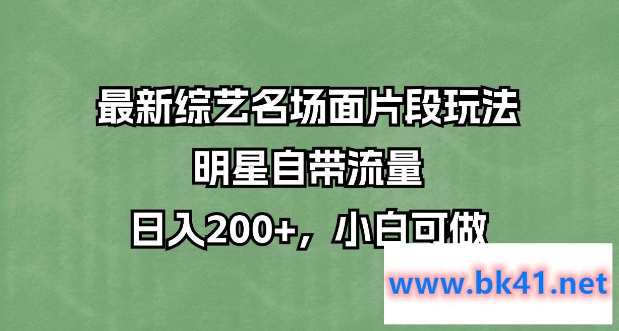 最新综艺名场面片段玩法，明星自带流量，日入200+，小白可做-不可思议资源网