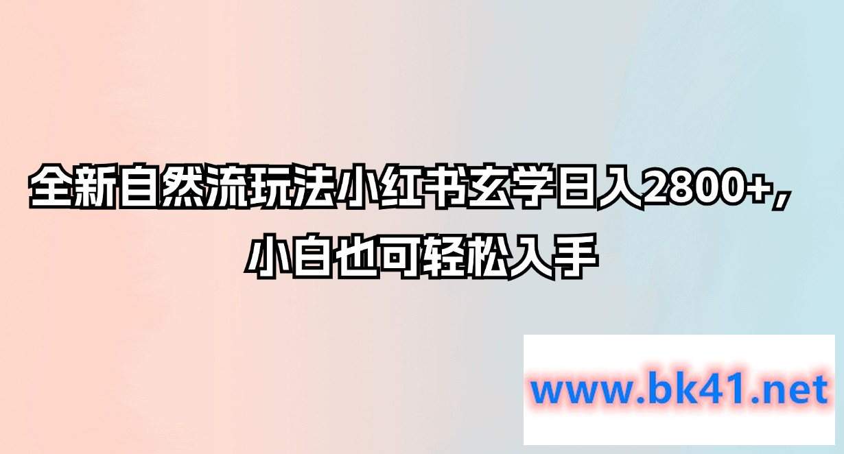 全新自然流玩法小红书玄学日入2800+，小白也可轻松入手-不可思议资源网