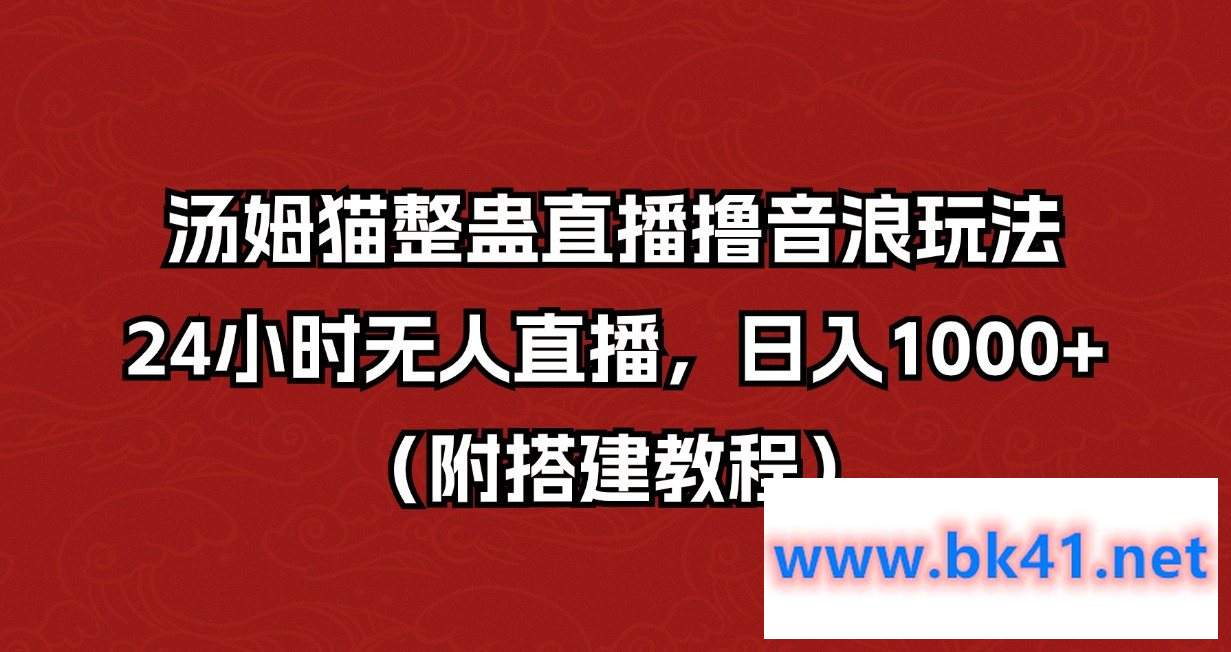 汤姆猫整蛊直播撸音浪玩法！24小时无人直播，日入1000+（附搭建教程）-不可思议资源网