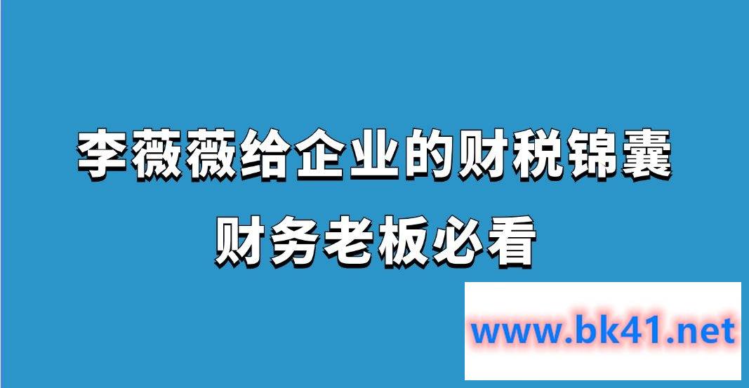 李薇薇给企业的财税锦囊 财务老板必看-不可思议资源网