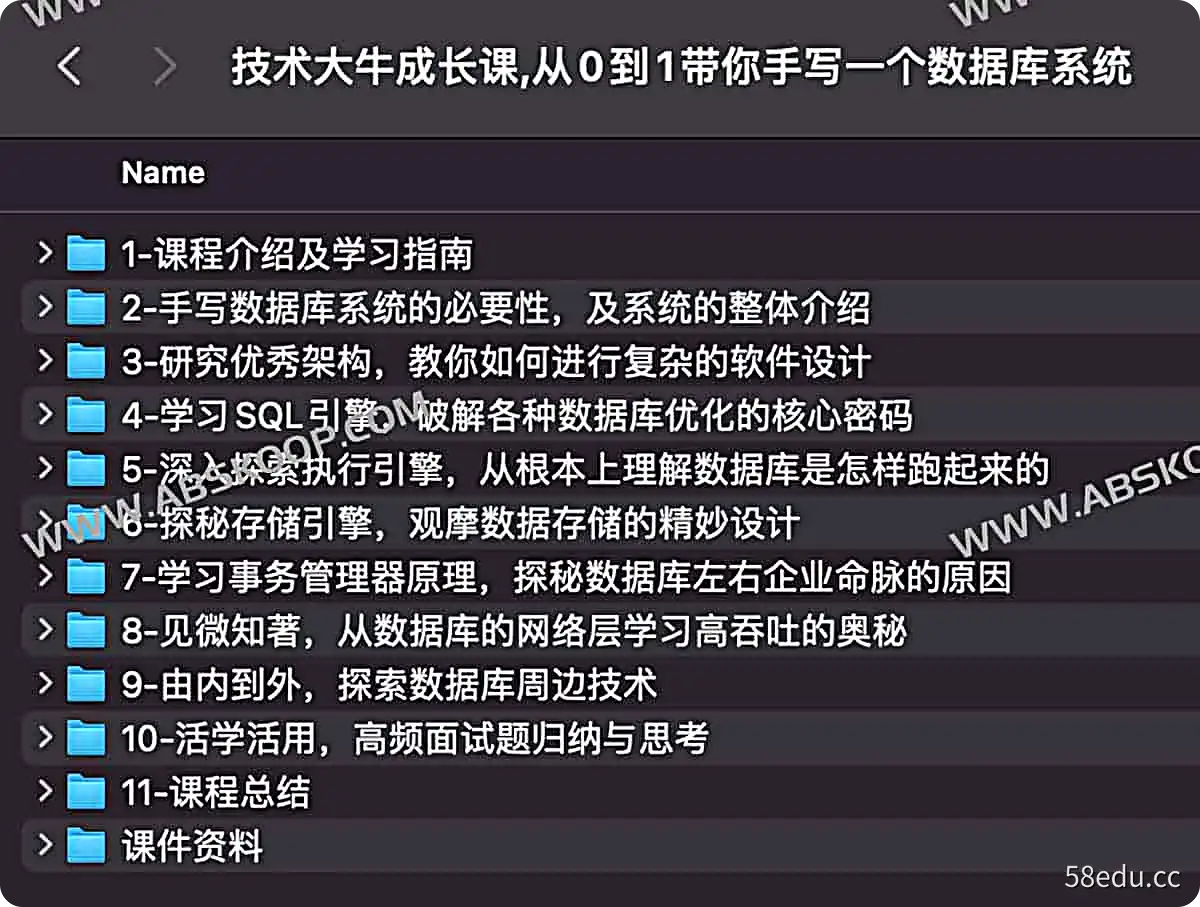 [免费资源]技术大牛成长课-从0到1带你手写一个数据库系统-不可思议资源网