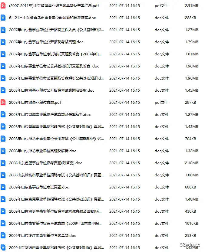 [百度云网盘]历年山东各地市事业单位真题及答案解析讲义大全资料 