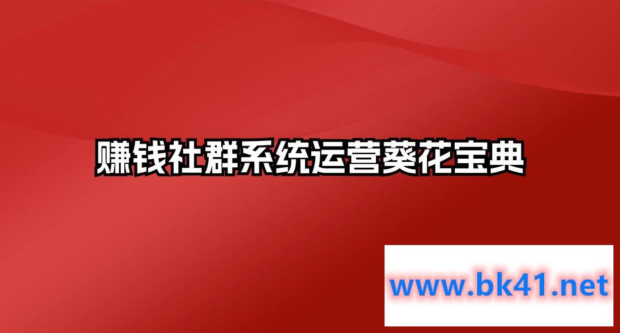 赚钱社群系统运营葵花宝典-不可思议资源网