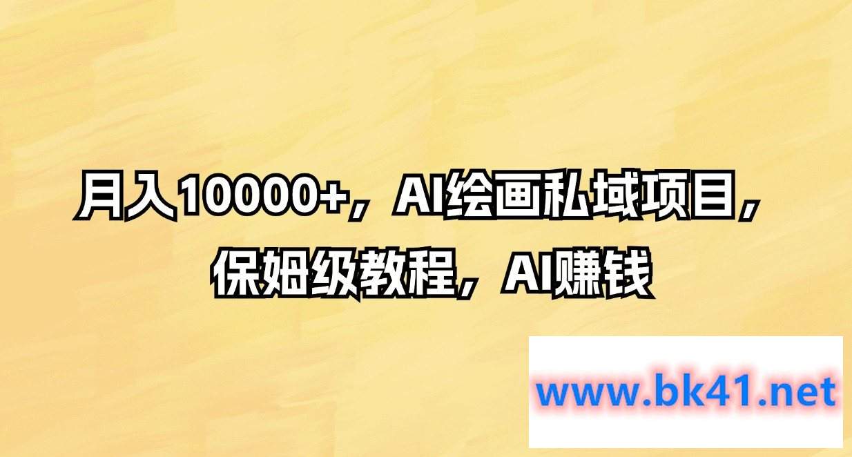 月入10000+，AI绘画私域项目，保姆级教程，AI赚钱-不可思议资源网