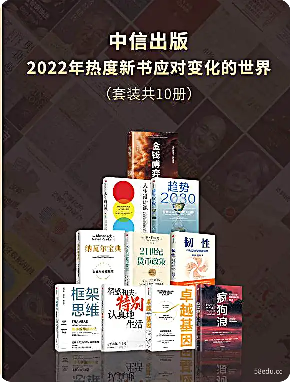 中信出版2022年热度新书：纳瓦尔宝典+21世纪货币政策+韧性+框架思维+趋势2030+金钱博弈+特别认真地生活+卓越基因+疯狗浪+人生设计课（共10册）.epub-不可思议资源网